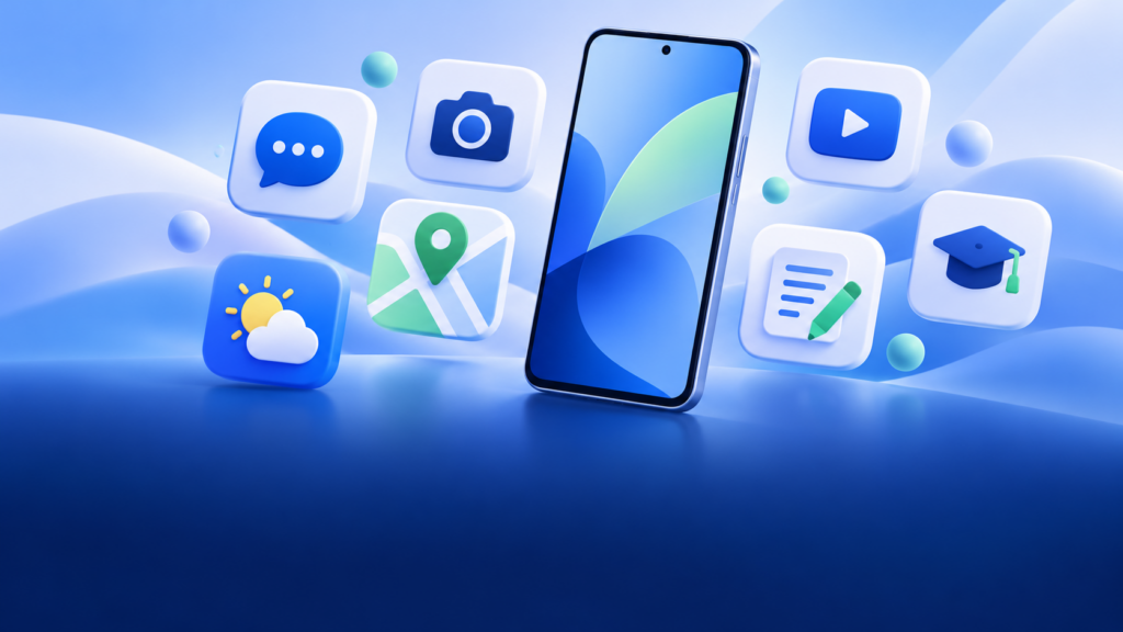 Android telefonu ve uygulama simgeleri