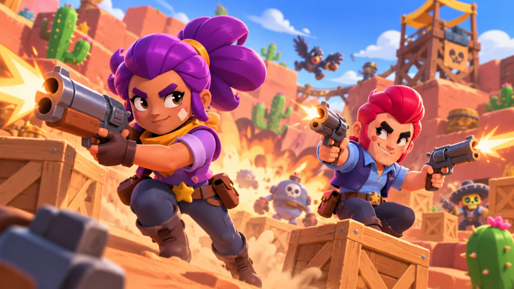 Brawl Stars — Shelly ve Colt çöl arenasında